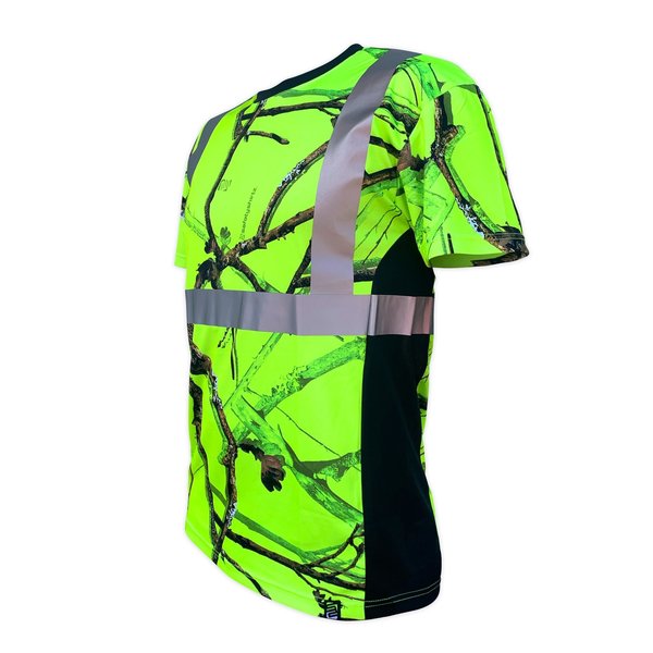 Safetyshirtz SS360 Backwoods Camo Class 2 T-Shirt, Safety Green, 2XL 46111301XXL